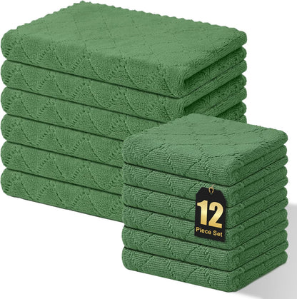 Homaxy 12 Pack Kitchen Dish Cloths (10 x 10 Inches, Grey), Super Soft and Absorbent Coral Velvet Dish Towels, Nonstick Oil Fast Drying Microfiber Cleaning Cloth, No Lint Household Dishcloths