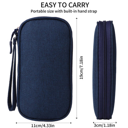 Travel Cable Organizer, Electronics Accessories Bag for Charger, Phone, Memory Card, Universal Gadget Organizer (Blue)