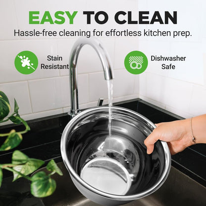NutriChef 10 Piece Stainless Steel Mixing Bowls with Lids Set, Dishwasher Safe, 5 Stackable Nesting Bowls and 5 BPA-Free Lids for Kitchen, Cooking, Food Storage, Meal Prepping, Mixing & Serving