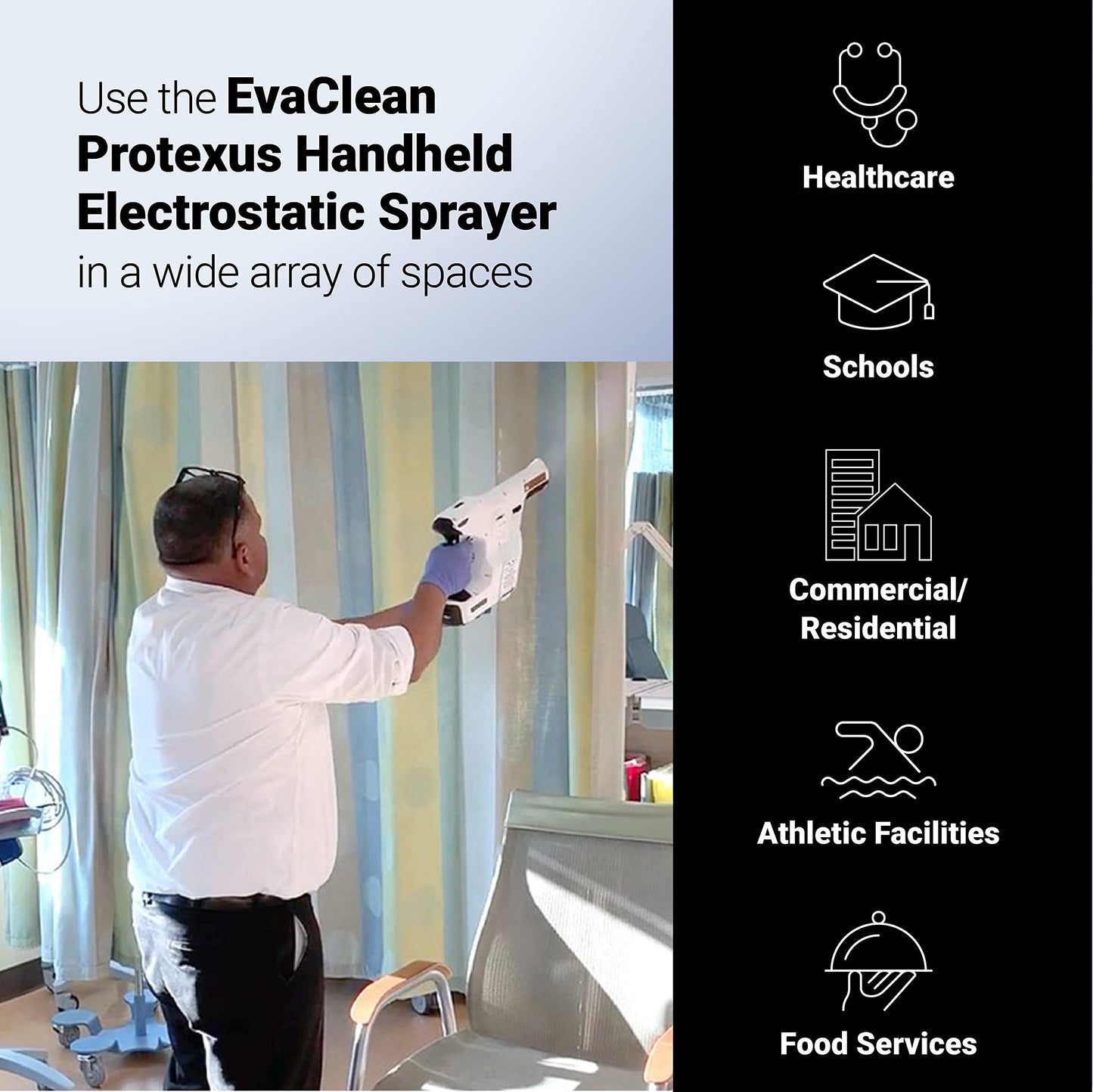 Protexus Handheld Electrostatic Sprayer, Disinfectants and Sanitizers, Cordless Electric Spray Gun, Fogger Machine, 34oz Removable Tank, 4Hr Battery Runtime, 60-Micron Nozzle, Covers 2,800Sq Ft
