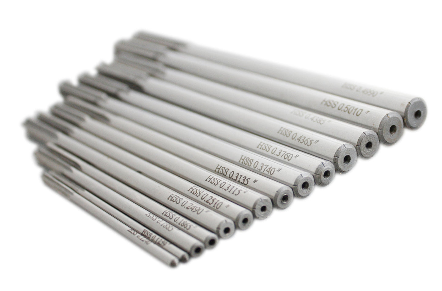 Accusize Industrial Tools 14 Pc Over and Under Size H.S.S. Chucking Reamer Set, 0.1240'' Thru 0.5010'', in Fitted Case, 5500-SX00