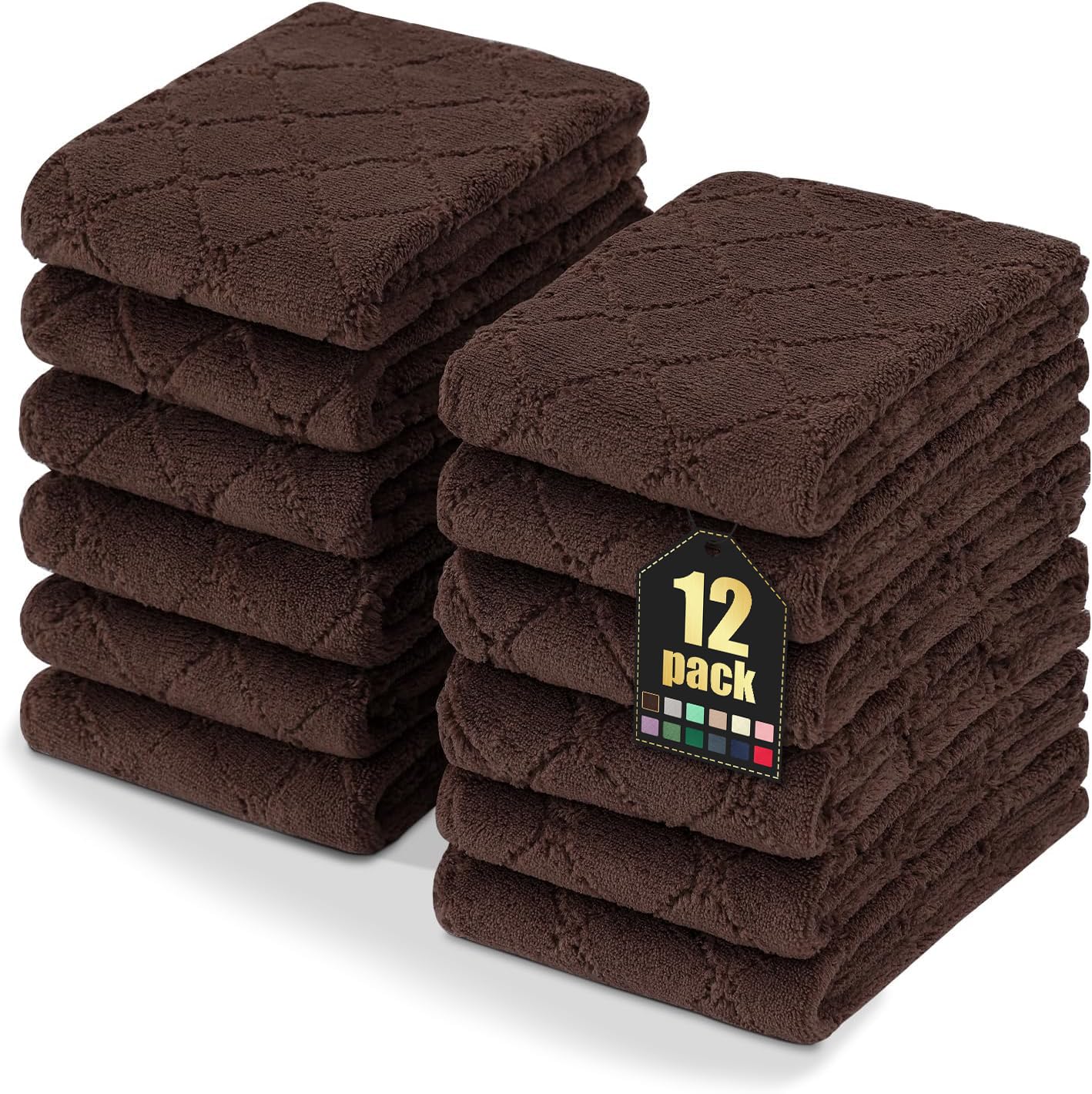 Homaxy 12 Pack Kitchen Dish Cloths (10 x 10 Inches, Grey), Super Soft and Absorbent Coral Velvet Dish Towels, Nonstick Oil Fast Drying Microfiber Cleaning Cloth, No Lint Household Dishcloths