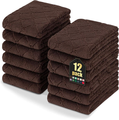 Homaxy 12 Pack Kitchen Dish Cloths (10 x 10 Inches, Grey), Super Soft and Absorbent Coral Velvet Dish Towels, Nonstick Oil Fast Drying Microfiber Cleaning Cloth, No Lint Household Dishcloths