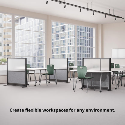 Stand Up Desk Store Expanse Modular Wall | 70'' x 48'' Wall | Expandable Partition Room Divider with Rearrangeable Frosted Acrylic & Sound Absorbent Wide Panels (Black Frame)