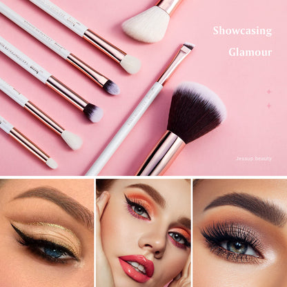 Jessup Brand 25pcs Professional Makeup Brush Set Beauty Cosmetic Foundation Powder Blusher Eyeshadow Blending Highlight Concealer Natural-Synthetic Hair Brushes Set (Pearl White/Silver)