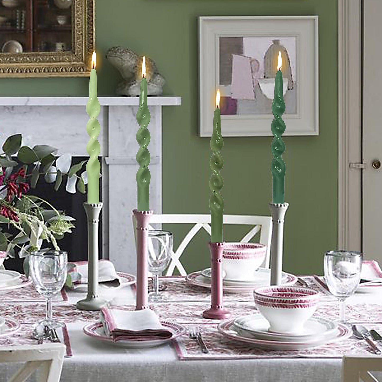 Spiral Taper Candle Twisted Candlesticks Unscented Candles Gradient Handmade Candle Stick Dinner Candlesticks for Home Décor Weddings Festive Seasons Holiday