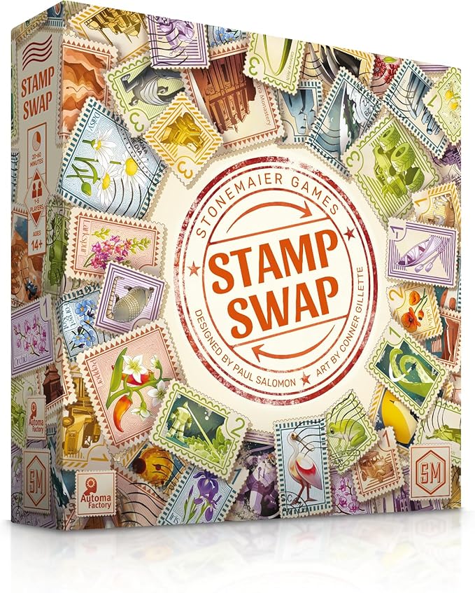 Stonemaier Games: Stamp Swap by Paul Salomon | A Competitive Stamp Collecting Strategy Board Game for Adults &amp Family | Curate the Most Well-Focused &amp Beautiful Stamp Collection | 1-5 Players