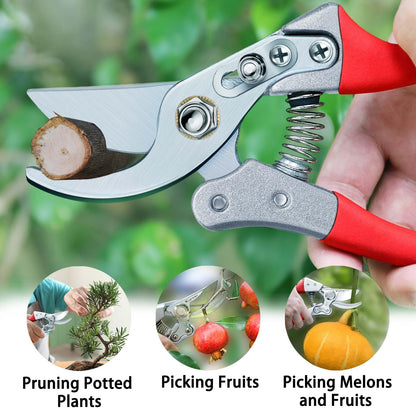 Kynup Pruning Shears, Gardening Scissors, Pruners for Gardening, Heavy Duty Garden Tools, Garden Grass Clippers Hand Hedge Shears, (Red)