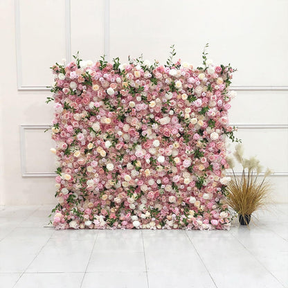 Handmade Pale Pink Champagne Rose Wall Large Artificial Flower Wall Backdrop Panels,Rose Wedding Backdrop 3D Floral Wall Fabric Flower Wall For Party Baby Shower Bridal Weddin,1m*1m/3.28*3.28FT