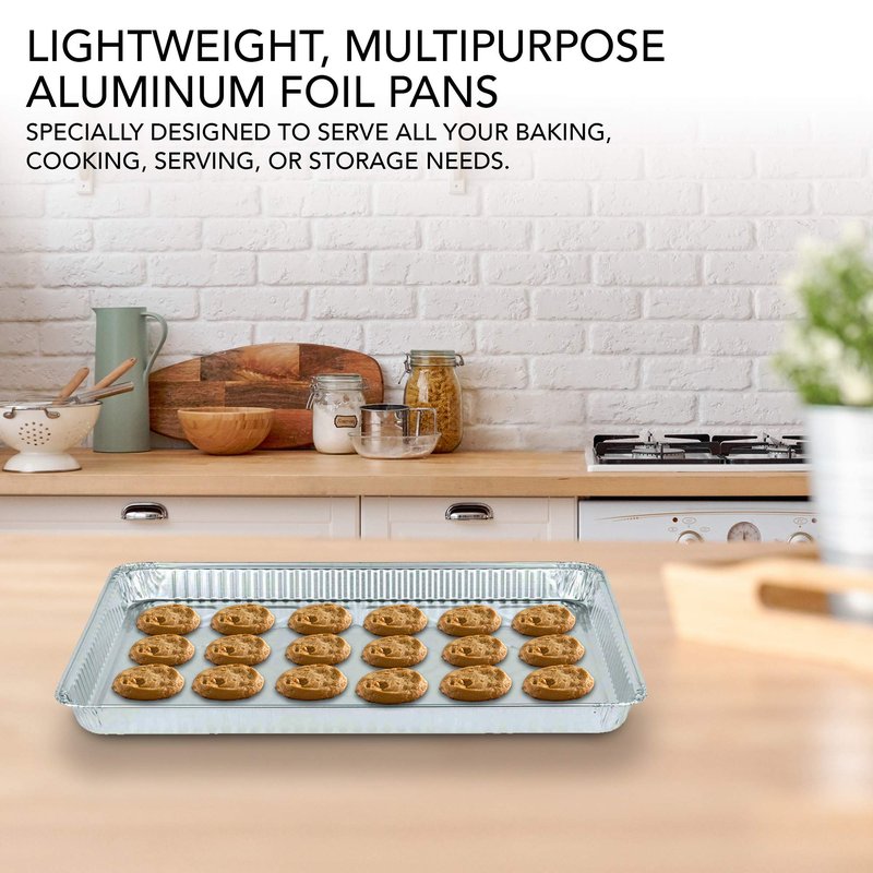Stock Your Home Aluminum Pans - 15 Pack Disposable Aluminum Foil Trays - Reusable Nonstick Baking Sheets - 16 Inch x 11 Inch