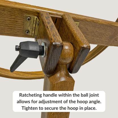 DutchCrafters Solid Oak Wood 22 Inch Round Extra Large Tilting Quilt Hoop with Stand, Quilting Frame for Hand Quilting - Amish Made in America (Medium Walnut)