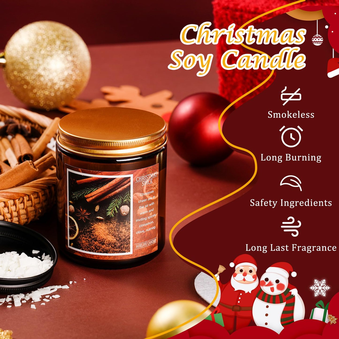 Christmas Tree Candle - Christmas Scented Candle, Aromatherapy Jar Candle for Home - Xmas Holiday Gifts for Women and Men, Soy Wax Candle for Home Scented, Cozy Winter Decoration, 7 oz