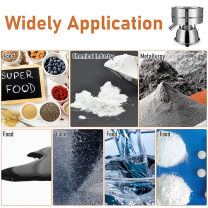 Sidasu Automatic Powder Sifter Machine 12 Mesh 80 Mesh Automatic Sieve Shaker Vibrating Machine 110V Stainless Steel Sieve Shaker Machine with 2 Screens, Sieve Shaker Machine for Flour Powders