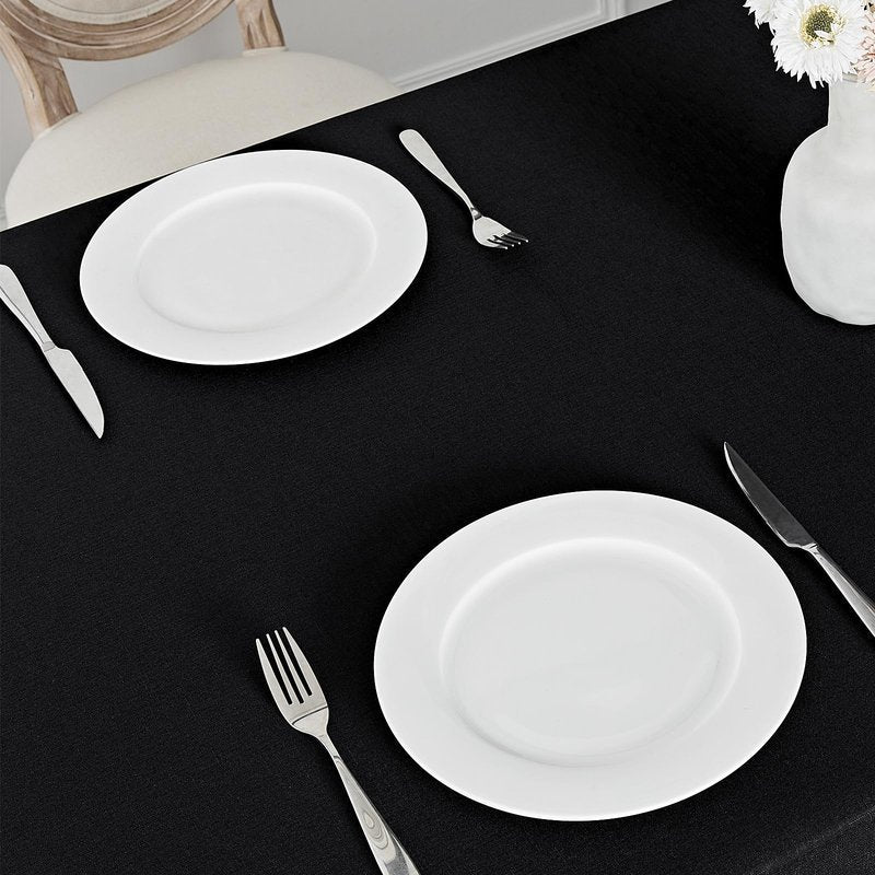 Veblandy Rectangle Tablecloth Waterproof 60x84 inch Linen Textured Table Cloth Stain and Wrinkle Resistant Washable, Decorative Fabric Table Cover for Dining, Party and Camping, Black