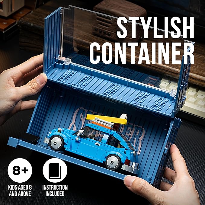 dOMOb VW Beetle Car Building Blocks Kit – 347 pcs Building Blocks Set w/Container Display Box – Modular Scale 1:32 Model – Bricks Toy for Kids &amp Adults 8+ – for Boys Hobbyist Collector