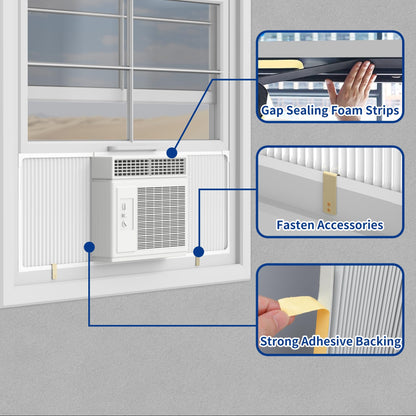 Wintcomfort Window Air Conditioner Side Panel with Adjustable Frame, Adjuatable Window AC Accordion Filler Kit for Window AC Units 14000~22000 Btu, Window AC Insulation Side Panels with Frame