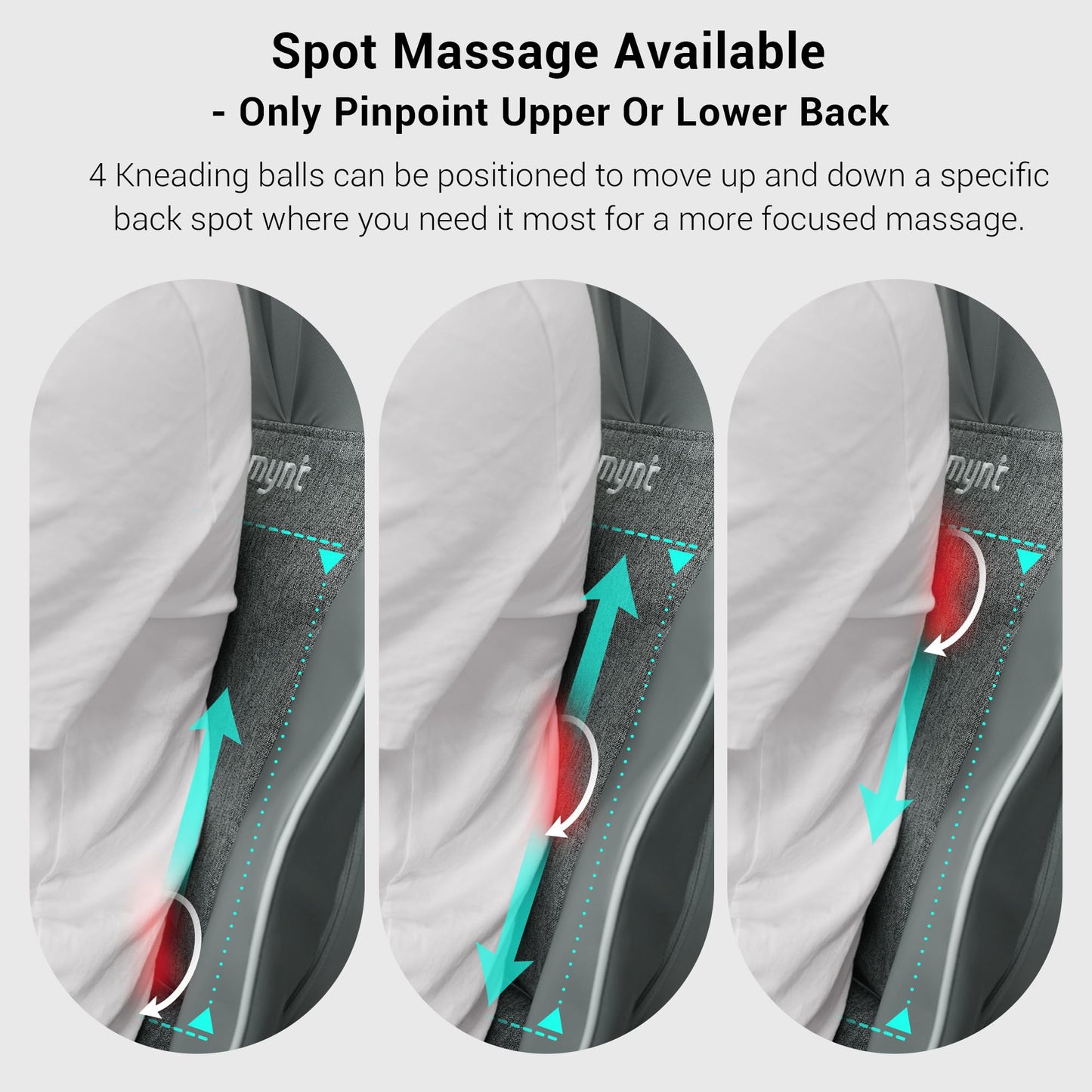 Mynt FSA HSA Eligible 3D Shiatsu Neck and Back Massager for Chair with 10 Deep Kneading Nodes, Adjustable Gray Back Massage with Heat, Portable Massage Chair Pad, Gifts for Father Day