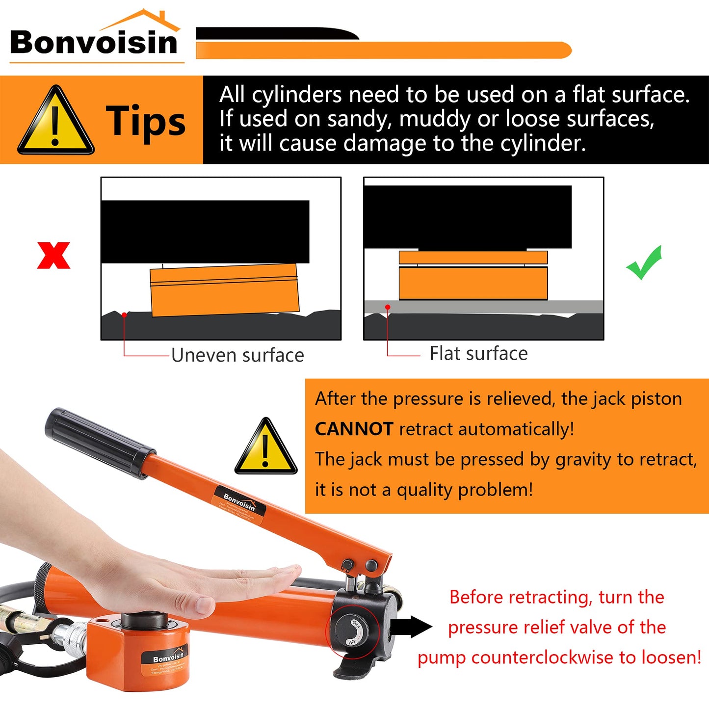 Bonvoisin Hydraulic Ram Jack 30T Low Profile Porta Power Cylinder Multi-Section 2.13" Stroke Lifting Cylinder for Machinery Shipbuilding Bridge Construction