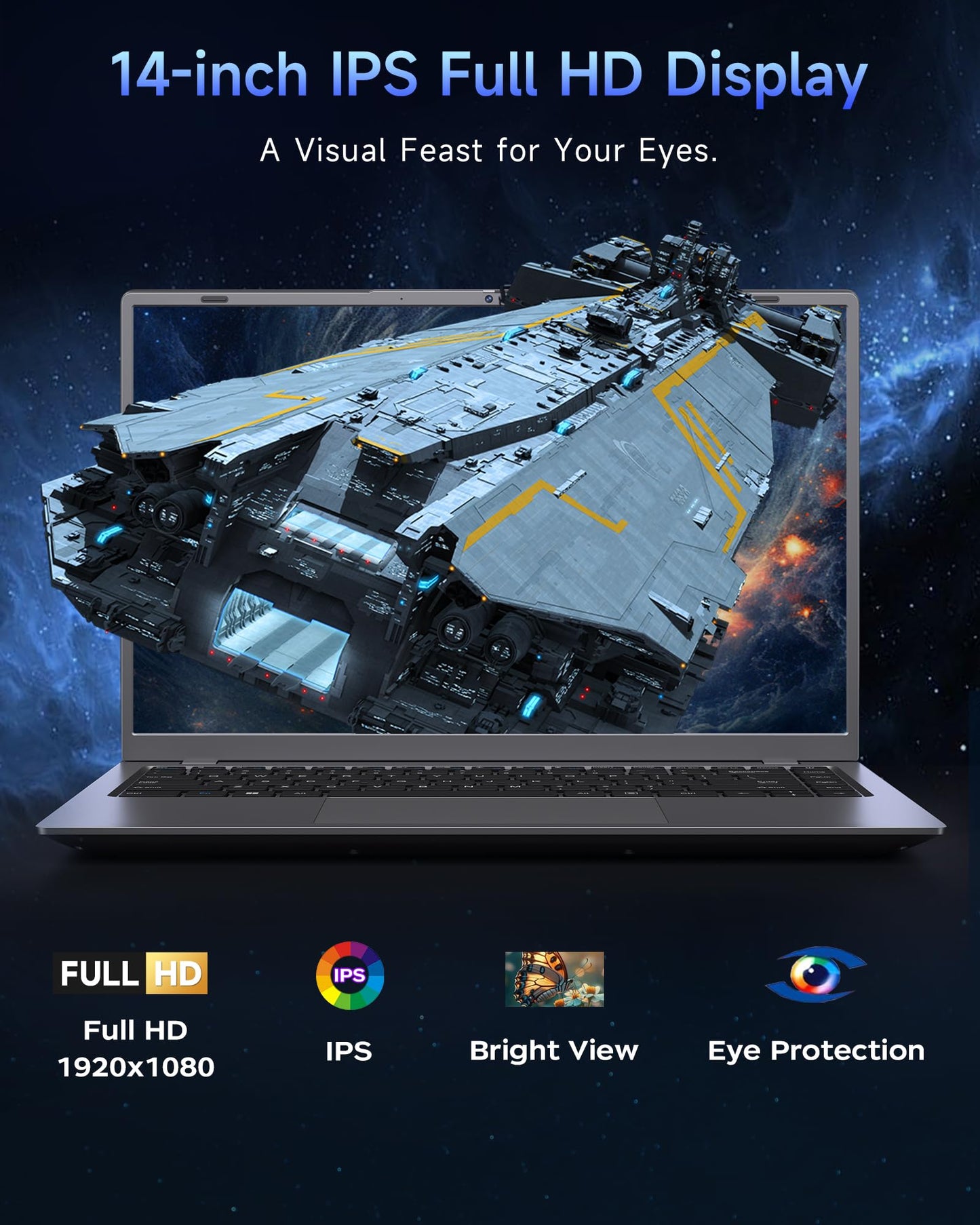 Zrasu 14" Laptop Computer,Pentium Gold 6500Y (Up to 3.4GHz), 32GB RAM 1TB SSD, Grey Laptops with Type-C, HDMI, USB3.2, BT5, WiFi 5, Lightweight Business Laptop