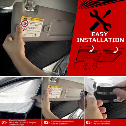 Fonowka Windshield Sun Shade for Toyota RAV4 2019-2025 RAV-4 SUV Foldable Sun Sunshade for Car Front Window Blocks UV Rays and Heat Automotive Interior Protector Custom Fit Accessories