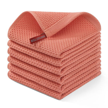 Homaxy 100% Cotton Waffle Weave Kitchen Dish Cloths, Ultra Soft Absorbent Quick Drying Dish Towels, 12 x 12 Inches, 12-Pack, Coral