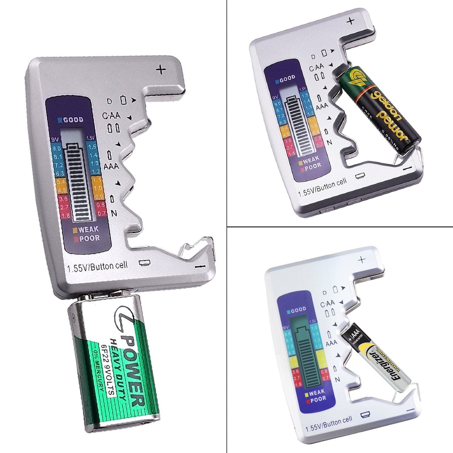 Battery Tester Universal Battery Checker with LCD Display Digital Multi Purpose Small Battery Checker for All Battery C AA AAA D N 9V 6F22 1.5V Button Cell Batteries