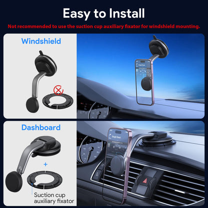 Magnetic Phone Holder for Car, [ Powerful Magnets & Military-Grade Suction] Car Phone Holder Mount Dashboard Windshield Cell Phone Holder Phone Stand for Car iPhone Android Automobile Cradle