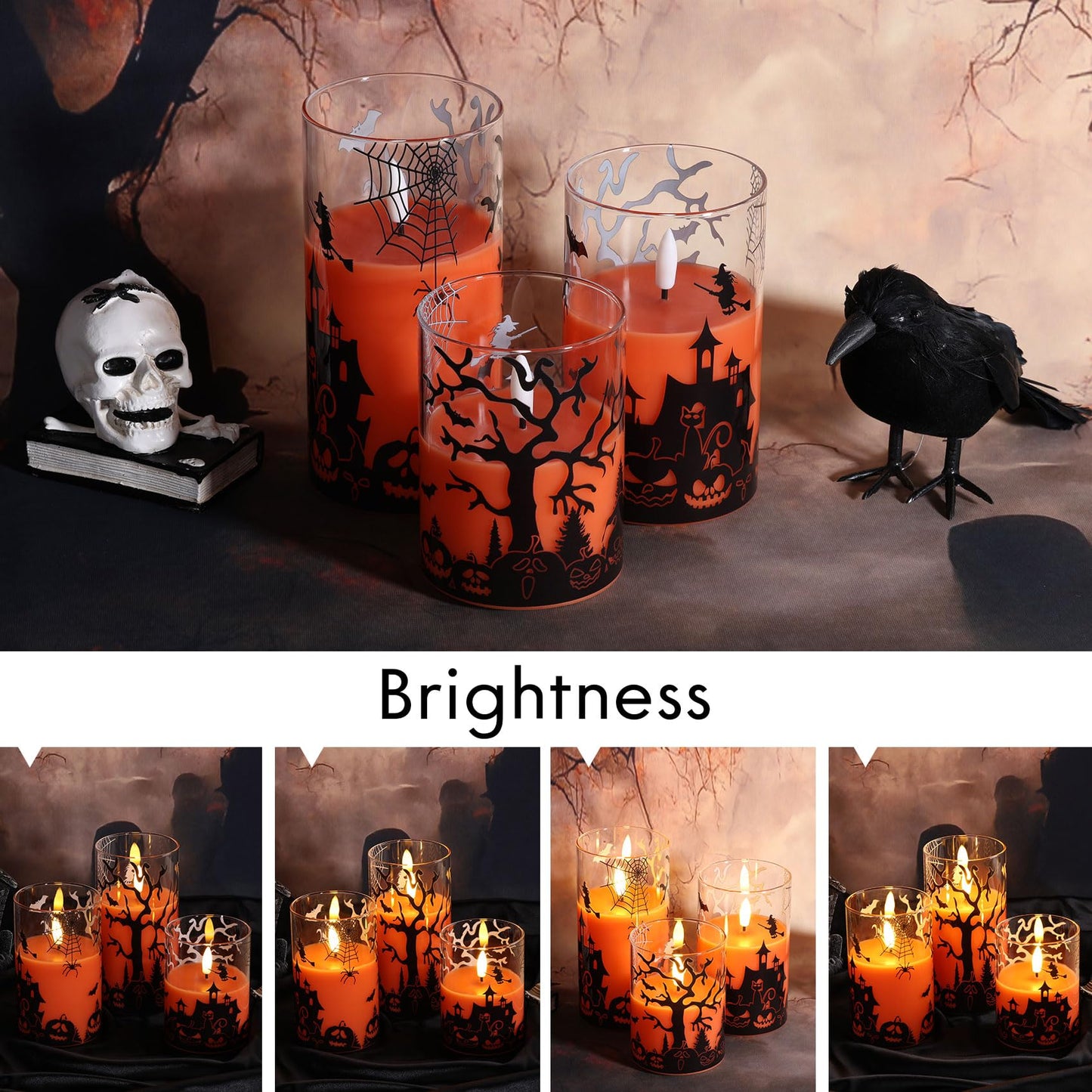Eywamage Blue Ocean Theme Glass Flameless Pillar Candles with Remote, Flickering Moving Flame LED Wax Candles Summer Home Decor Set of 3