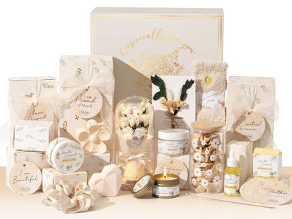 Qinline SPA Gifts for Women & Teen Girl – 10 PCS Mothers Day Birthday Gift Basket, Luxury Self Care Home Bath Set for Relaxing, Get Well Soon Care Package & Pampering Gifts for Her Friend Daughter Mom