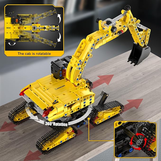 Mould King Crawler Excavator Building Sets 17076 Engineering Excavator Kits MOC Model Toys Birthday Gifts for Adults and Teens 14+ Construction Vehicle Set for Excavator Fans (840 Pcs)