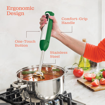 Powerful Immersion Blender, Electric Hand Blender 500 Watt with Turbo Mode, Detachable Base. Handheld Kitchen Gadget Blender Stick for Soup, Smoothie, Puree, Baby Food, 304 Stainless Steel Blades