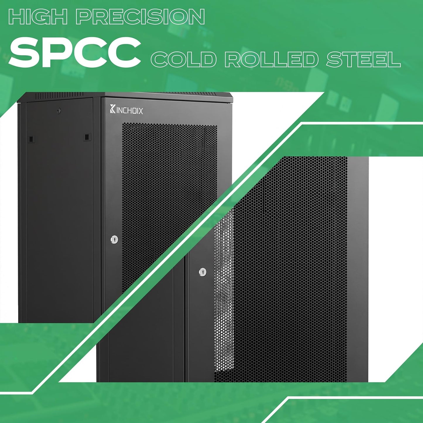 Network Rack Enclosure Cabinet Enclosure for Computer Data Networking Electronic Equipment, Removable Side Panels, Locks, 25in Depth (12U)