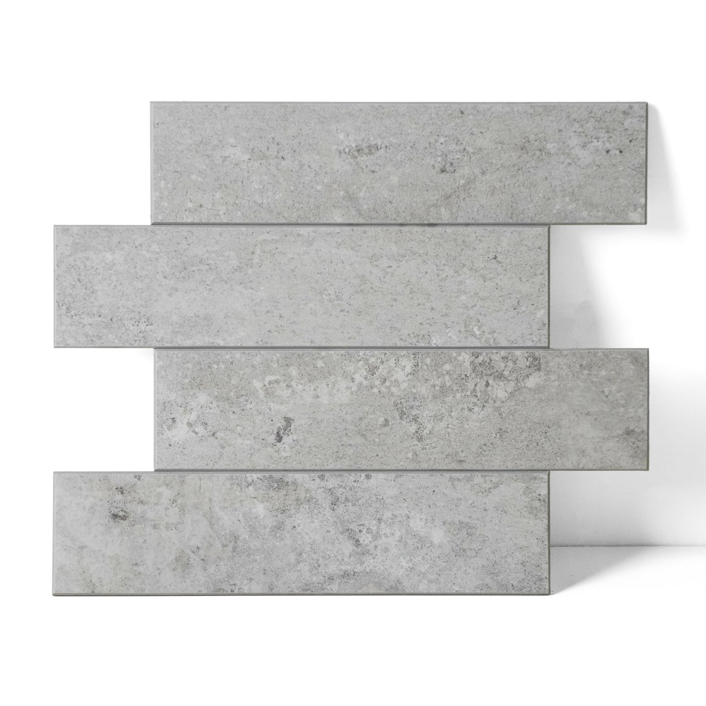 Colamo 10pcs Peel and Stick Backsplash Tiles, Thicker Self Adhesive Subway Tiles, Faux Stone Matt Tile fo Kitchen Backsplash, Stick on Accent Wall for Living Room, RV, Bedroom, Fireplace, Light Gray
