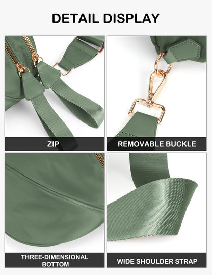 Spacious Nylon Crossbody Bag Bum Bag Handbags Wallets Purses Trendy Shoulder Bag for Women