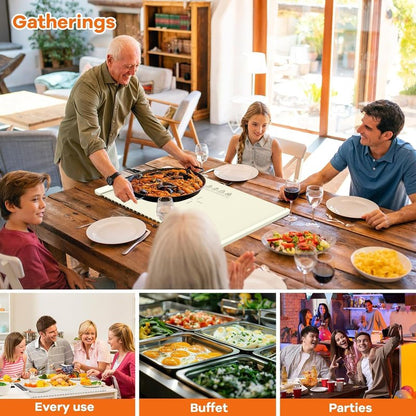 Warming Mat for Food, Food Warming Mat, Portable Electric WarmingTrays Buffets for Buffets Party and Home Daily Use, Heating Fastly in 10s, 5 Temp Levels Timed Function (White)