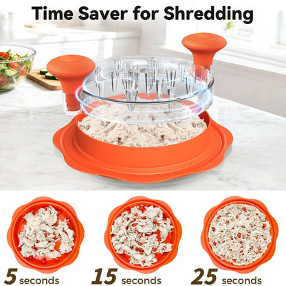 Ukeetap 10" Pro Chicken Shredder Tool Twist Large for Kitchen, BPA-Free Food-Safe Meat Grinder, Visible Chicken Breast Meat Shredder with Strong Anti-Slip Bottom & Ergonomic Handle, Orange