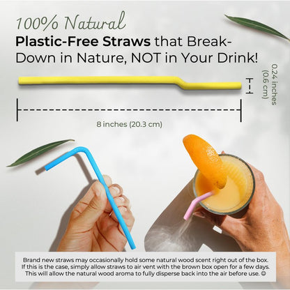 EcoPreps Colorful Biodegradable Flexible Drinking Straws | Bendable 150 Count, 100% Compostable, Plastic-Free, Eco-Friendly Straws for Cold Drinks | 7.8'' Multi-Color Bamboo Fiber Disposable Straw Set