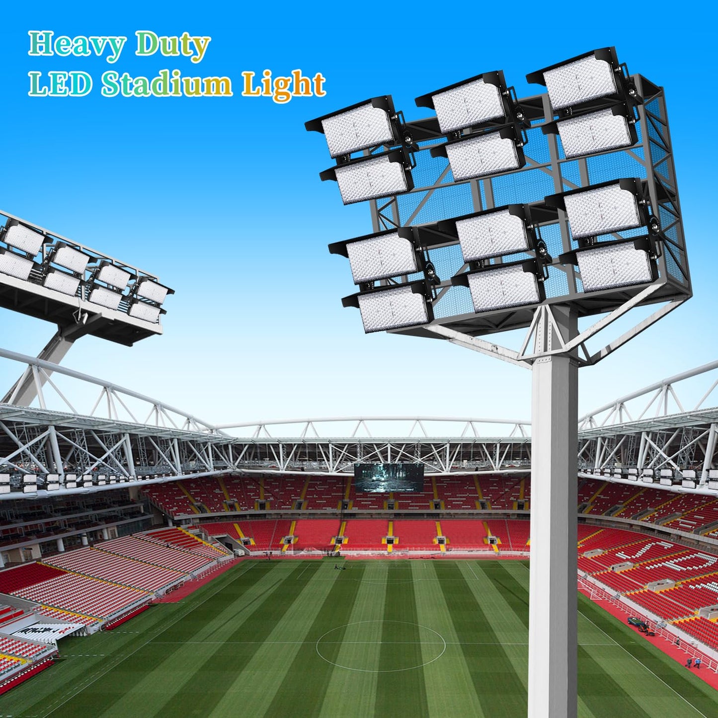 Juyace 900W LED Stadium Light 135,000LM, IP66 Waterproof Outdoor Flood Light for Sports Fields & Arenas, Replaces 2500W MH, 5000K Daylight, High Mast Mount with Power Cord