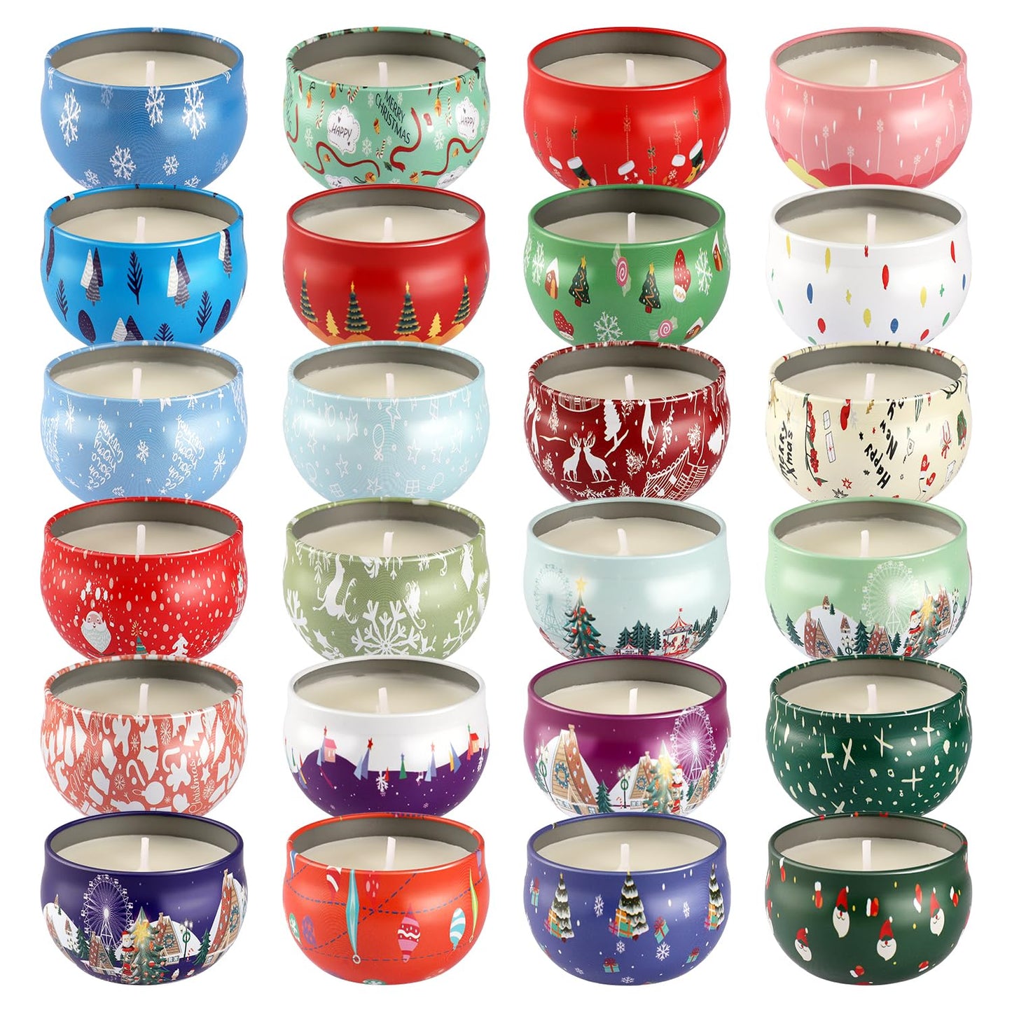 24 Pack Christmas Advent Scented Candles Gift - Aromatherapy Candle, 2.5oz Natural Soy Wax with Long Lasting Burn Time, Perfect for Christmas Countdown, Thanksgiving Gifts for Women & Home Decor