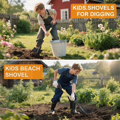 HIGHLIGHT Shovel for Digging,Round Shovel, Garden Tool with D-Handle, 41 Inches in Overall Length, Wooden Handel Garden Shovel for Beach, Car, Snow