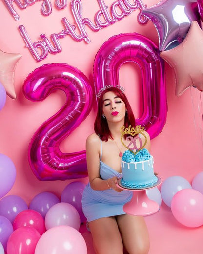 Hot Pink Number 22 Balloons 40 inch, 22 Number Balloons, 22nd Birthday Decorations, 22 Year Old Women Hot Pink Party Supplies