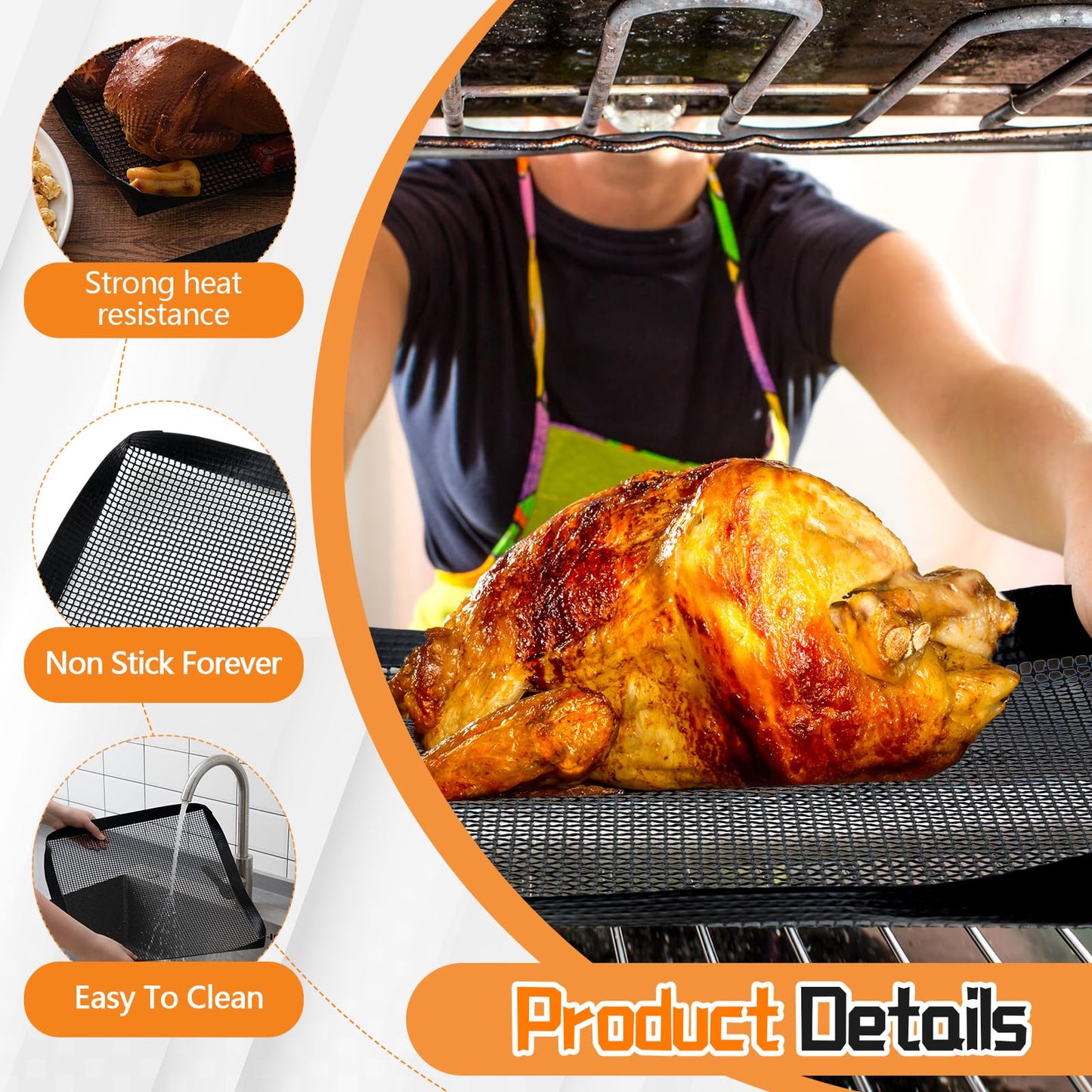 Teenyyou 2 Pcs 14.5 x 13.5 Inch Ptfe Solid Oven Basket Non Stick Cooking Basket Cooking Trays for Quick Oven Accessories Baking Chips Chicken Wings Bread Heating