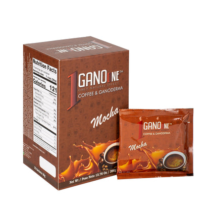 3 Boxes GanoOne Mocha Coffee - with Organic Ganoderma Extract - Blend with Natural Cocoa, Creamer and Sugar - Easy to Use 15 Single-Seringle - Serve Sachets