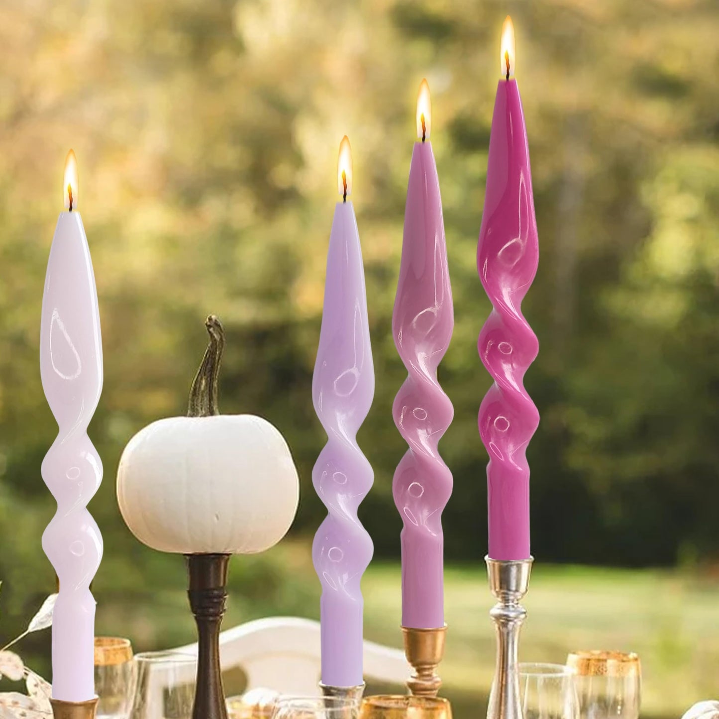 Spiral Candle Taper Candlesticks Purple Tapered Candles Smokeless Candle Sticks Colorful Twisted Candles for Wedding Home Party
