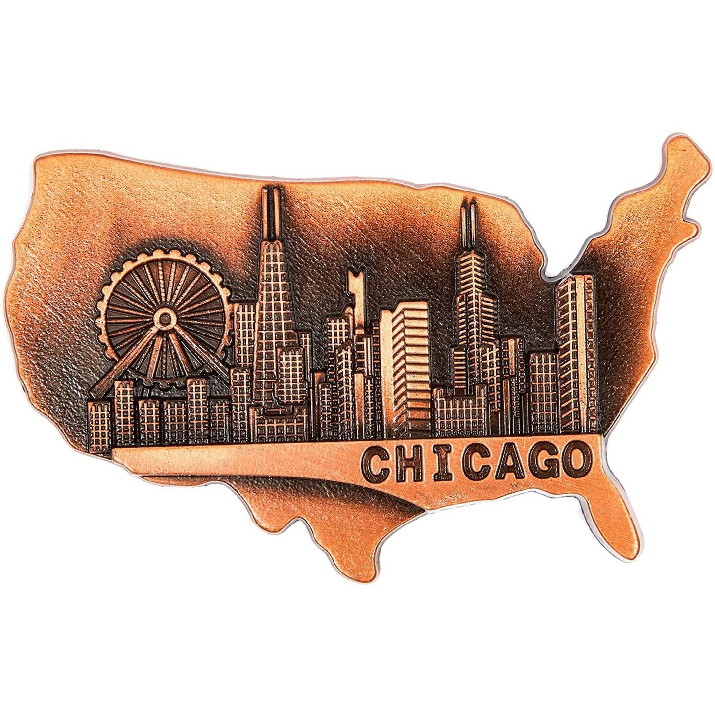 Juvale USA Magnets for Refrigerator 4-Pack - Multi-Color State Designs for Fridge - Chicago Magnet & NYC Souvenir with Seattle & US Flag Icons - Strong Magnetic Backing420