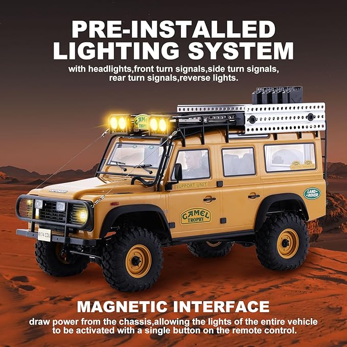 FMS FCX10 1/10 RC Crawler Land Rover Camel Trophy Edition Official Licensed 4WD All Terrain Off-Road RC Truck for Adults High-Detail Scale RC Car with Metal Gears Upgraded Shocks (Range Rover)