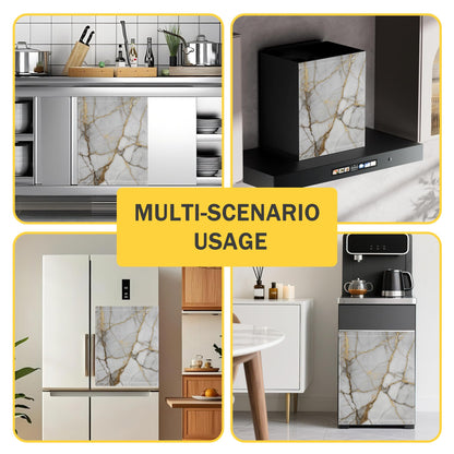 Texture Marble Dishwasher Magnet Cover,Gold White Kitchen Decor Waterproof Refrigerator Magnet Sticker Appliance Cover Protector,23Wx26H Inches