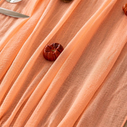 Keketoarrange Fresh Salmon Spring Cheesecloth Table Runner Mothers Day Decor Peach Echo Gauze 120 Inch 10 FT Boho Table Runner for Wedding Baby Shower Bridal Shower Party Sheer Summer Home Decorations