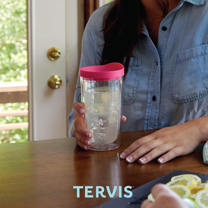 Tervis Clear & Colorful Tabletop Made in USA Double Walled Insulated Tumbler Travel Cup Keeps Drinks Cold & Hot, 16oz, Elderberry Wild