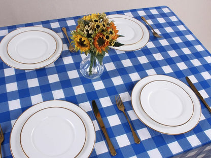 Kesfey 8 Packs Bule and White Checkered Tablecovers 54 x 108 Inches Disposable Party Picnic Table Cloth SpillProof Plastic Gingham Tablecovers for Camping Decoration Party Favors